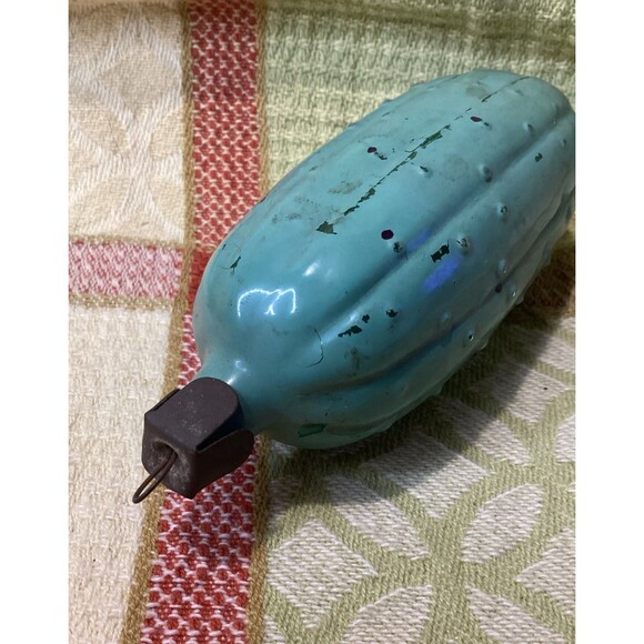 Antique USSR Painted Glass Christmas Fir-Tree Ornament Decoration Pickle - Picture 4 of 12